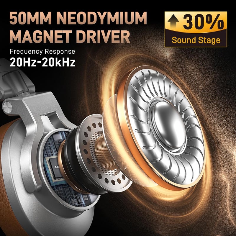 Maono سماعات استوديو احترافية ومراقبة ومزج DJ - سماعات سلكية ستيريو مغلقة من فوق الأذن لجهاز الجيتار AMP، البودكاست، التسجيل، البث، الكمبيوتر، إنتاج الموسيقى، لوحة المفاتيح، MH700 فضي - Image 3